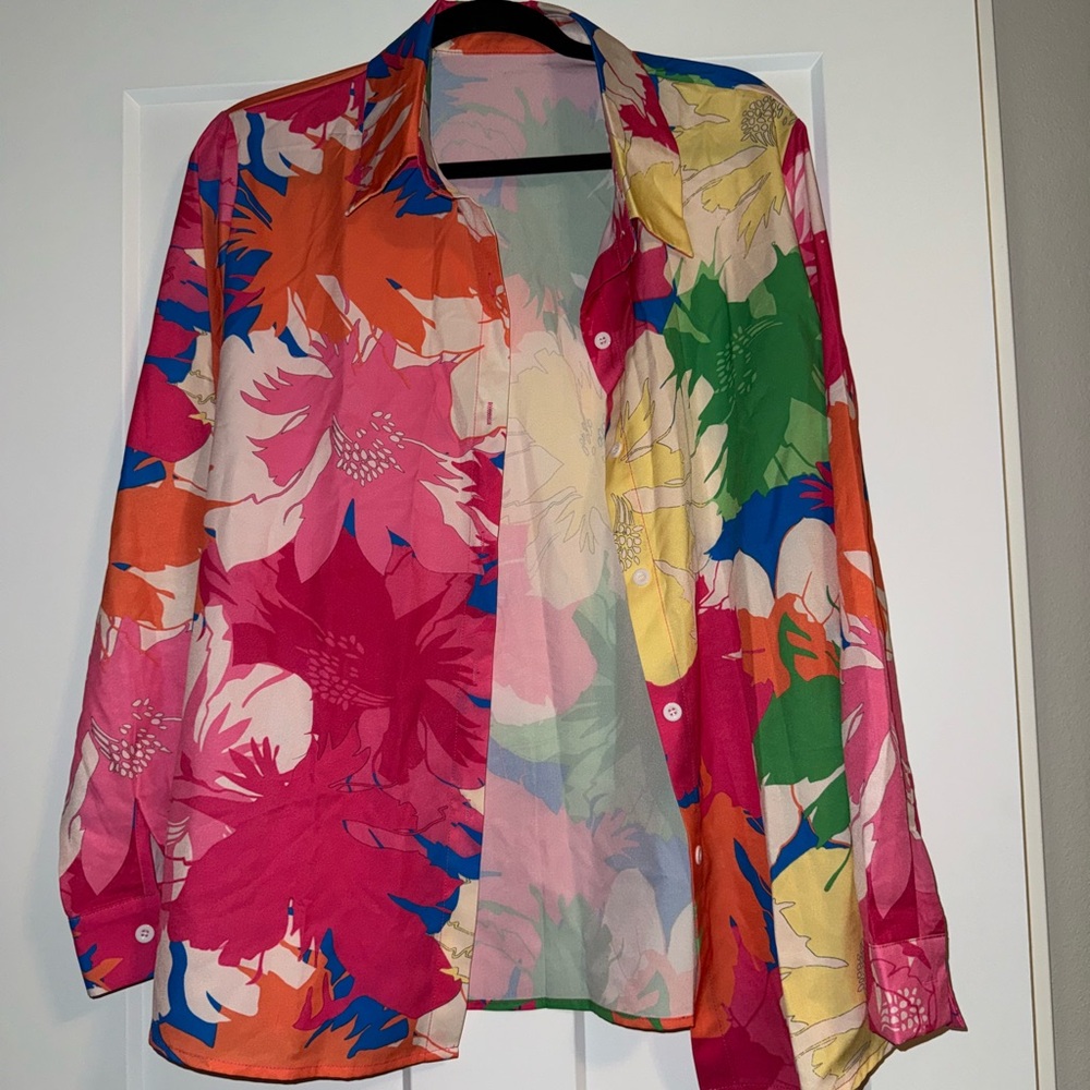 Vibrant Floral Button-Up Shirt